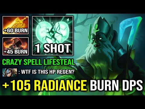 WTF +105 Radiance Burn DPS Crazy Spell Lifesteal Tank Necrophos with 1 Shot Reaper Dota 2