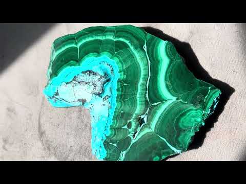 Malachite & chroscolla slice. More info in description.