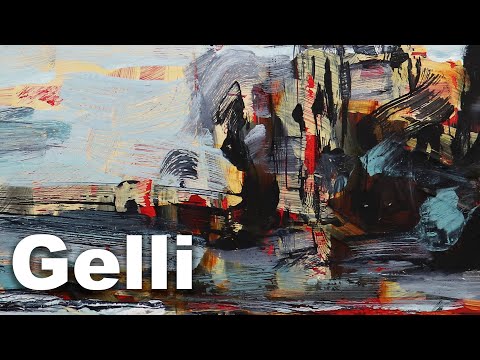 GELLI abstract landscape in acrylic