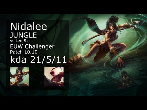 Nidalee Jungle vs Lee Sin - EUW Challenger 21/5/11 Patch 10.10 Gameplay