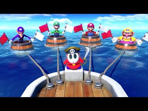Mario Party Superstars Minigames - Waluigi vs Luigi vs Wario vs Mario