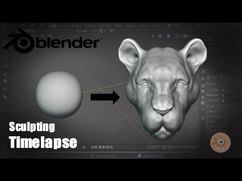 blender timelapse , sculpting lion