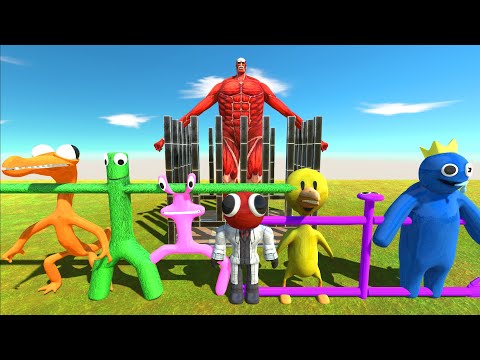 Rainbow Friends Rescue Colossal Titan - Animal Revolt Battle Simulator