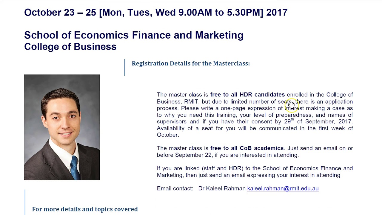 SEM + PLS MasterClass RMIT Melbourne