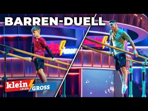 Wer läuft den Barren schneller hoch? Weltmeister Lukas Dauser vs. Laurenz (11) | Klein gegen Groß