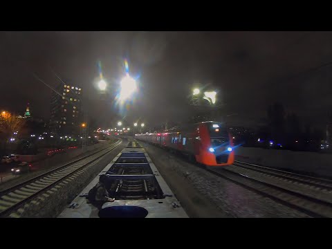 Freight train hopping around Moscow, race with trains (part 1)