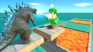 Godzilla 2014 Kick Falling Monsters into Fish Tanks and Lava Lakes - ARBS