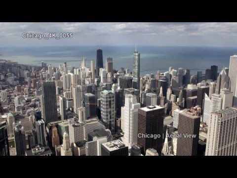 UHD Ultra HD 4K Video Stock Footage Chicago City USA Aerial View Skyline Cityscape Towers Day Night