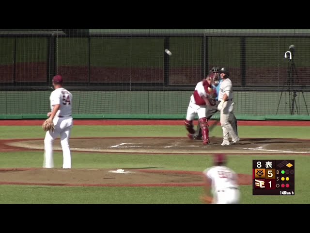 【ファーム】イーグルス・水上桂 2塁へドンピシャの送球を見せて盗塁阻止!! 2025年9月6日 東北楽天ゴールデンイーグルス 対 読売ジャイアンツ