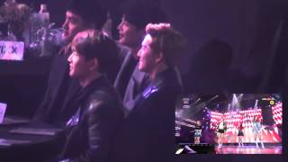 SHINee &amp; EXO react to Red Velvet&#39;s Dumb Dumb @ 160114 SMA