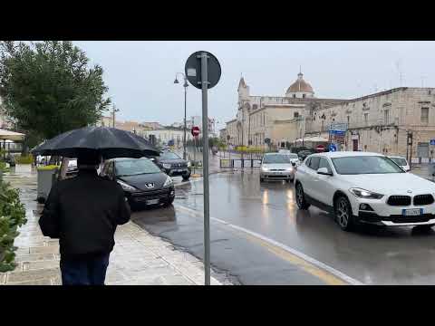 [4k] Winter Rain Italy Walk 🇮🇹 Giovinazzo 🇮🇹