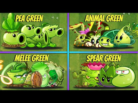 4 GREEN Team PEA | ANIMAL | MELEE | SPEAR Plants Battlez - Who Will Win? - PvZ 2 Team Plants