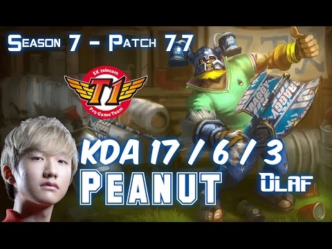 SKT T1 Peanut OLAF vs LEE SIN Jungle - Patch 7.7 KR Ranked