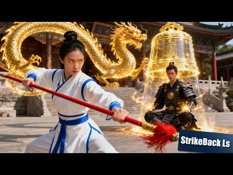 War god’s power is sealed—but Beauty fights with spear to protect him!  Wake Up! Kung Fu War God!