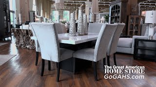 Elements Valentino Marble Dining Table & 6 Velvet Dining Chairs