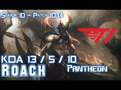 T1 Roach PANTHEON vs TWISTED FATE Mid - Patch 10.14 KR Ranked