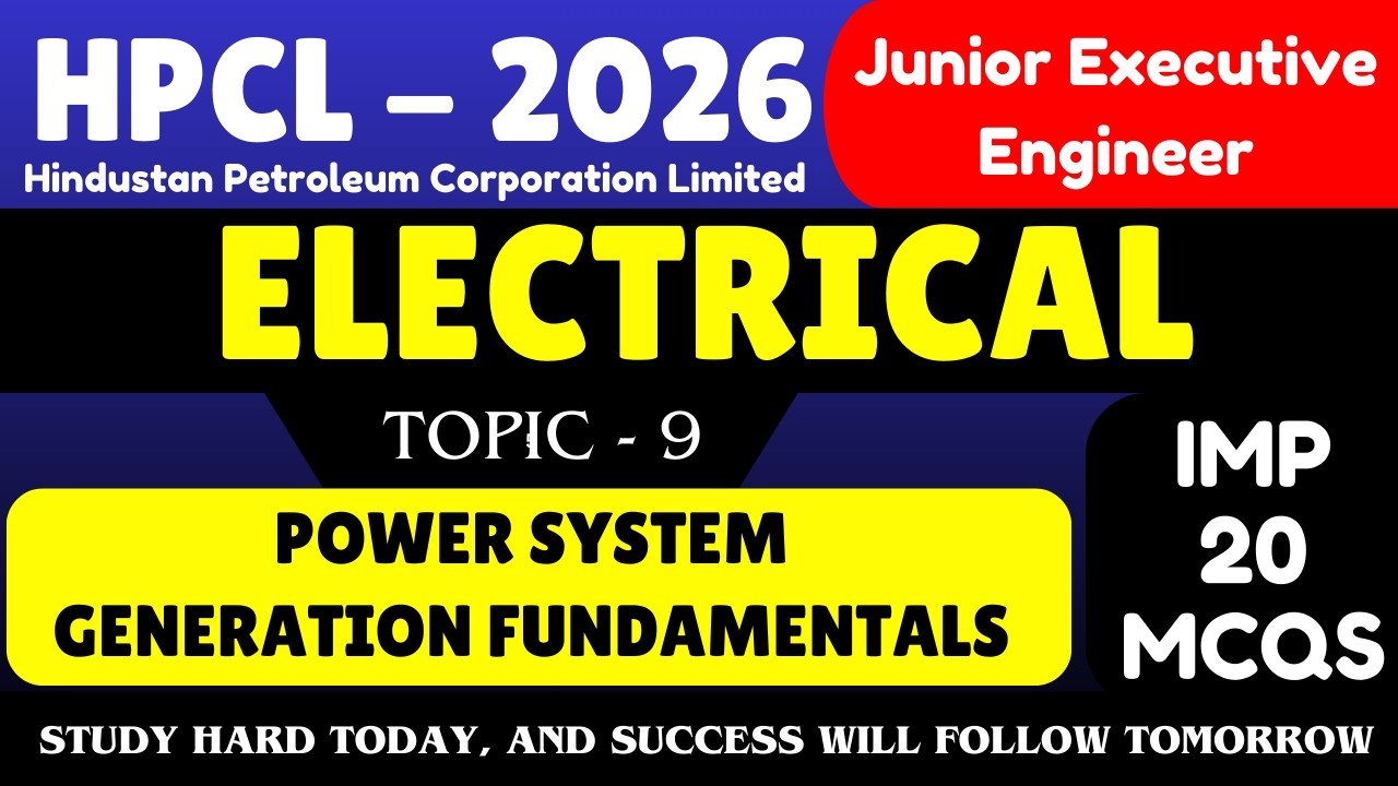 Generation Fundamentals MCQS | HPCL Electrical Engineer 2026 Pdf Notes | HPCL je Electrical PDF Note