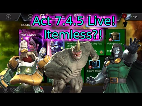 🔴 Live! Act 7.4.5 100% Exploration! Let's Try And Do It Itemless! | Marvel Contest Of Champions