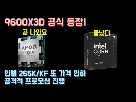 AMD 9600X3D 공식 명시! 곧 발표하겠네요? 똥줄 타는 인텔? 265K KF 가격 또 인하! 공격적 프로모션 진행 중(미국만)