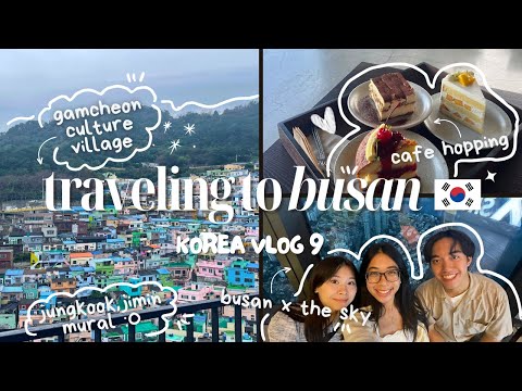 [Coréia vlog 9] viajar para busan🇰🇷 | trem para busan, vila de gamcheon, mural do BTS, café, hwangnyeongsan