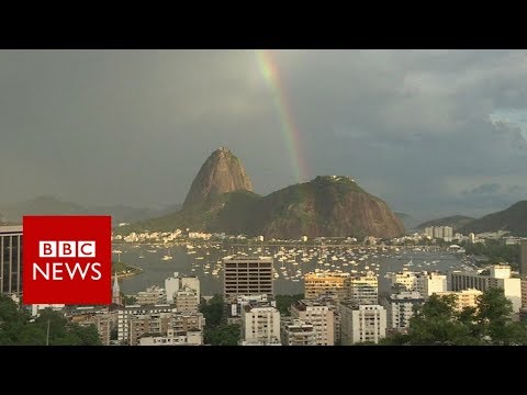 New Year rainbow graces Rio’s Sugarloaf Mountain- BBC News