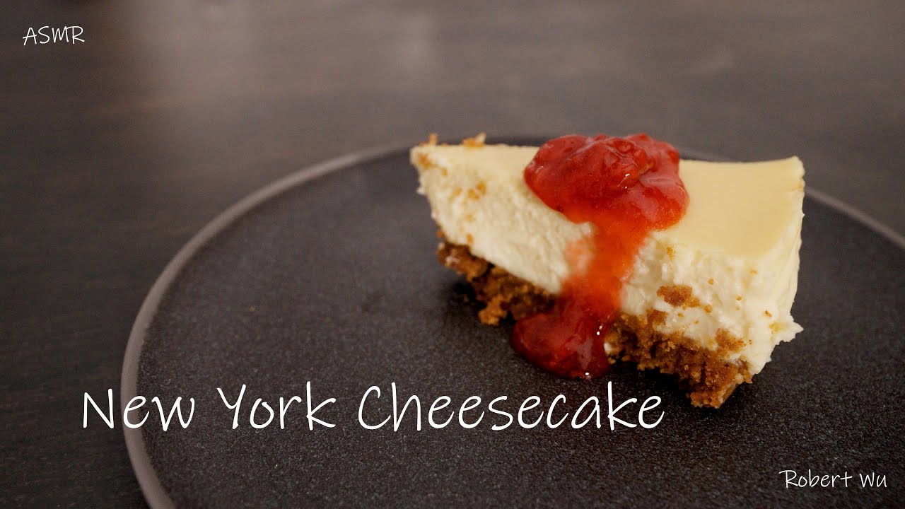 New York Cheesecake Topped with Fresh Strawberry Jam || Robert Wu ASMR