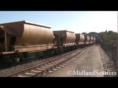 ARG QR National DFZ 2405 & 2406 hauling Iron Ore to Geraldton Port HD 1080p