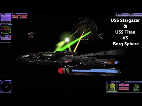 USS Titan & USS Stargazer VS Borg Sphere | Star Trek Ship Battle | Star Trek Bridge Commander |