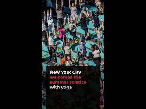 New York City welcomes the summer solstice with Times Square yoga