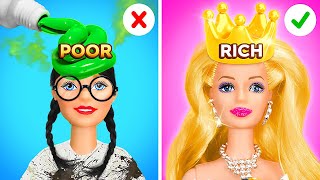RICH VS BROKE DOLL MAKEOVER🎀✨ Beauty Hacks That Will Save Your Life By 123 GO! TRENDS