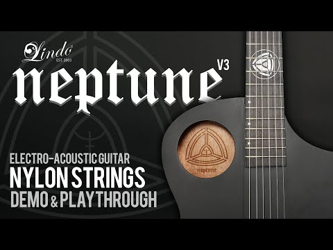 Lindo Neptune V3 Electro Acoustic Guitar with Sapele Back and Sides / Mahogany Neck / Spruce Top / Luminlay Side Dots / Planet Core 12th Fret Inlay - Matte Black (Nylon Strings) image 15