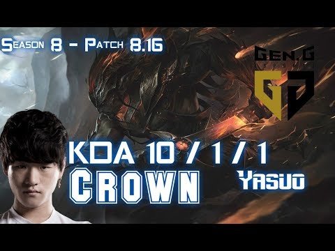 GEN Crown YASUO vs TWISTED FATE Mid - Patch 8.16 KR Ranked