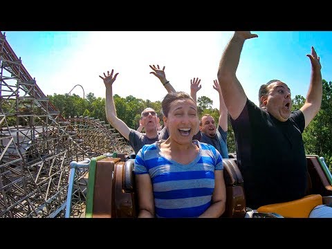 On-ride point of view of Twisted Timbers