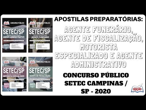 Apostilas Concurso Público SETEC Campinas / SP - 2020, Diversos Cargos