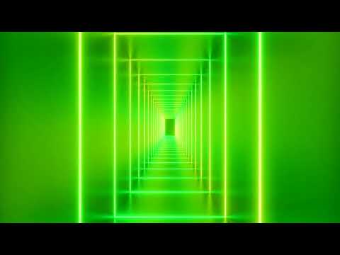 Tunnel Corridor Sci-fi Green Neon Lights Background