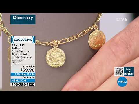 Bellezza Coin Dangle Bronze FigaroLink Ankle Bracelet
