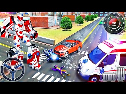 Ambulance Robot City Rescue Simulator - Transformation Van Emergency Drive - Android GamePlay #25