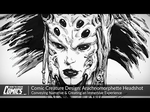 Comic Book Creature Design: Arachnomorphette Headshot | Conveying Narrative