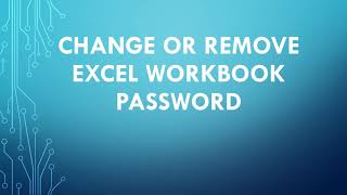 Change or remove Excel workbook password | ITTrainingsByUmarDraz