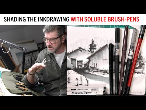 Shading the inkdrawing with soluble Brush-Pens