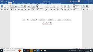 how to insert matrix table in word shortcut