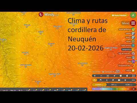 Clima y rutas Cordillera Neuquén 20 02 2026