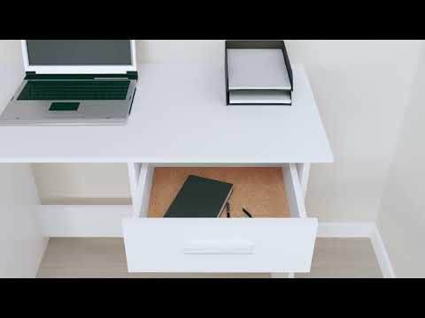 Schreibtisch Weiß - Holzwerkstoff - Massivholz - 100 x 76 x 100 cm
