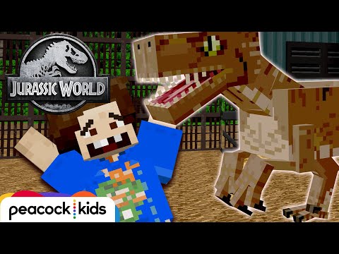 TRAPPED in a Raptor Cage! | JURASSIC WORLD MINECRAFT