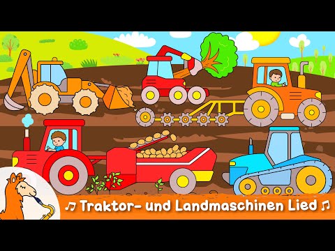 Kinderlied Traktor | Traktorvideo für Kinder Teil 2 mit Egge, Kartoffelroder, Traktor-Bagger, Raupe