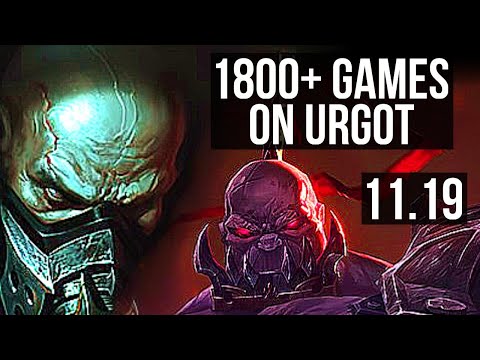 URGOT vs SION (TOP) | 1800+ games, 6 solo kills, 1.1M mastery, Godlike | NA Master | v11.19
