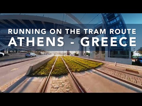 Running on the tram route - Athens, Greece