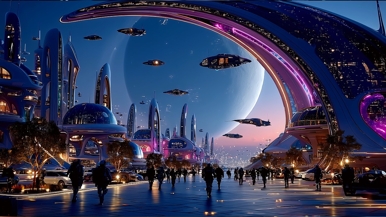 CYBERPUNK FUTURISM: Neon Cities, Space Colonies & The Purple Planet | Sci-Fi AI Art Vision | 4K