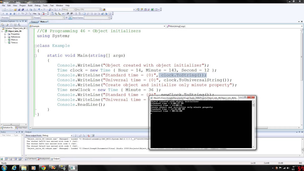 C# Programming 46 - Object initializers