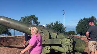 Cruise holiday.  Old cannon at highest lookout, Noumea. 11th Jul 2025.